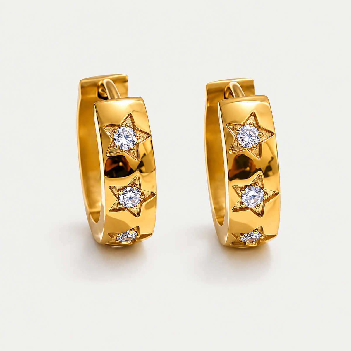 Celestial Star Cubic Zirconia Hoop Earrings