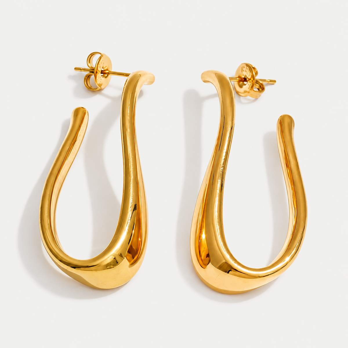 Waterproof Hoop Earrings with Geometric Rays