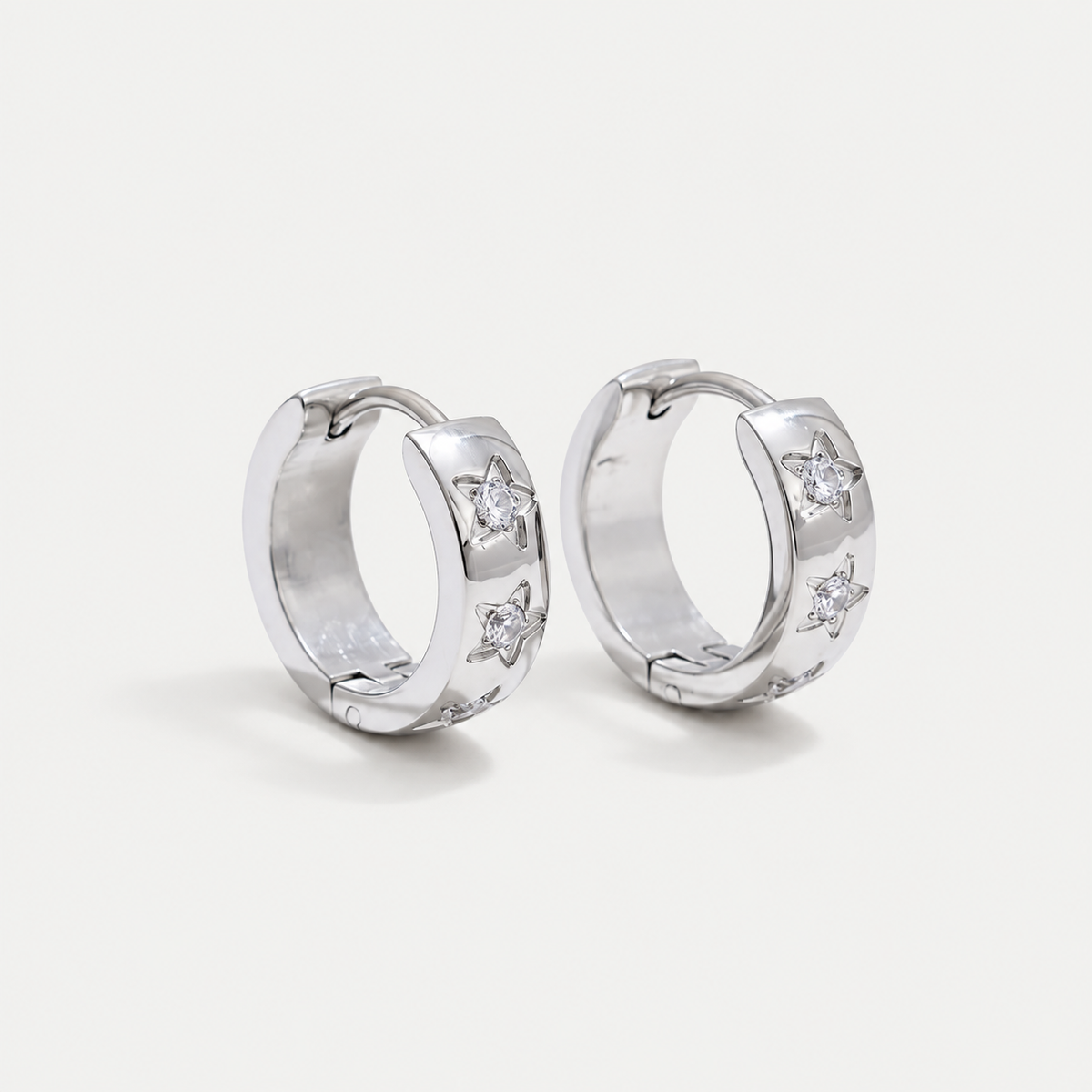 Celestial Star Cubic Zirconia Hoop Earrings