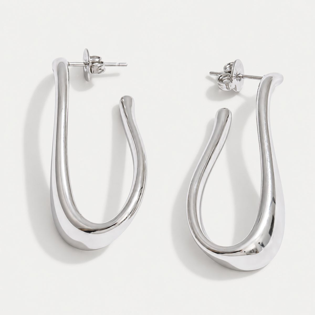 Waterproof Hoop Earrings with Geometric Rays
