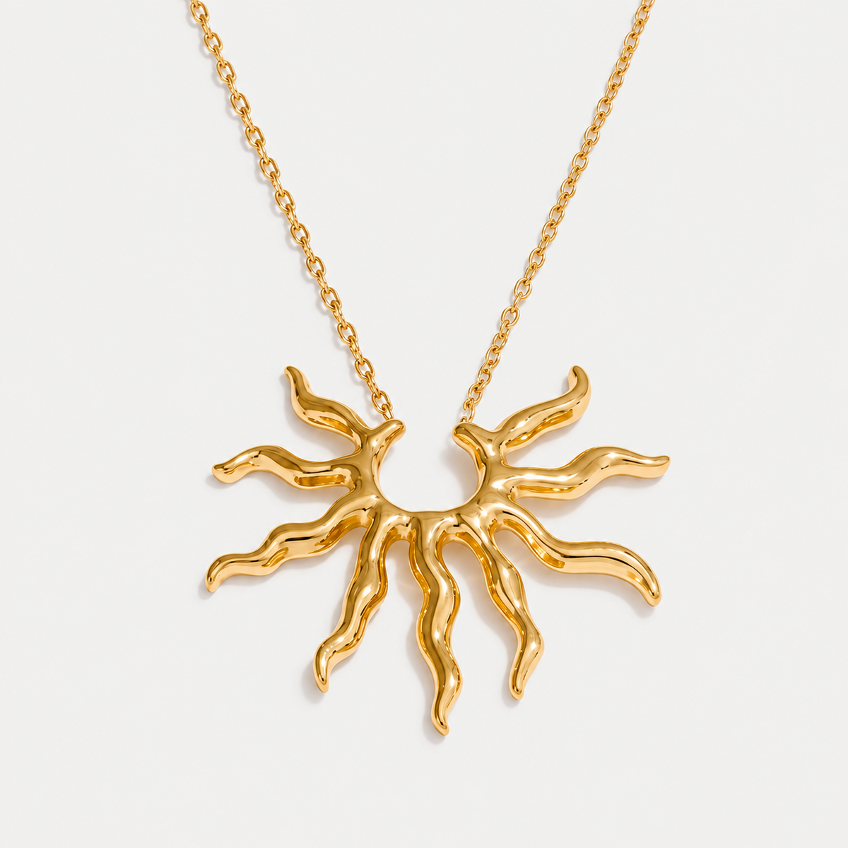 Solaris Sculpted Sun Pendant Necklace
