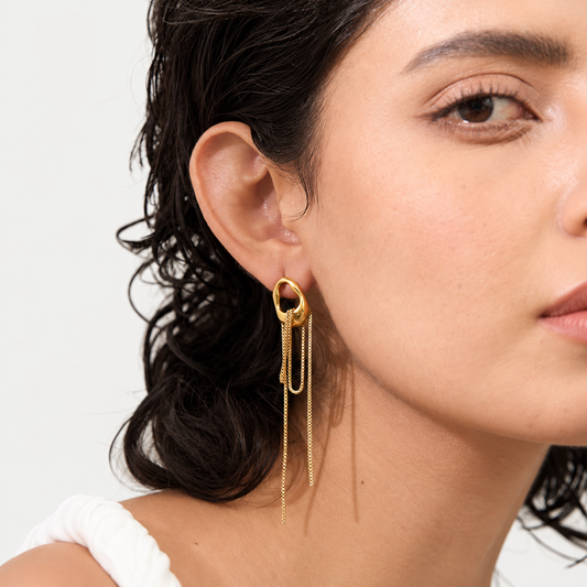Celestial Cascade Geometric Drop Earrings