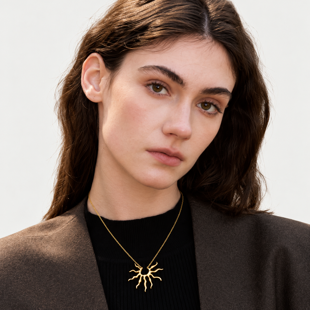 Solaris Sculpted Sun Pendant Necklace