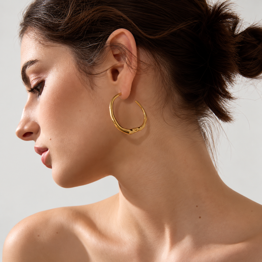 Waterproof Hoop Earrings with Geometric Rays
