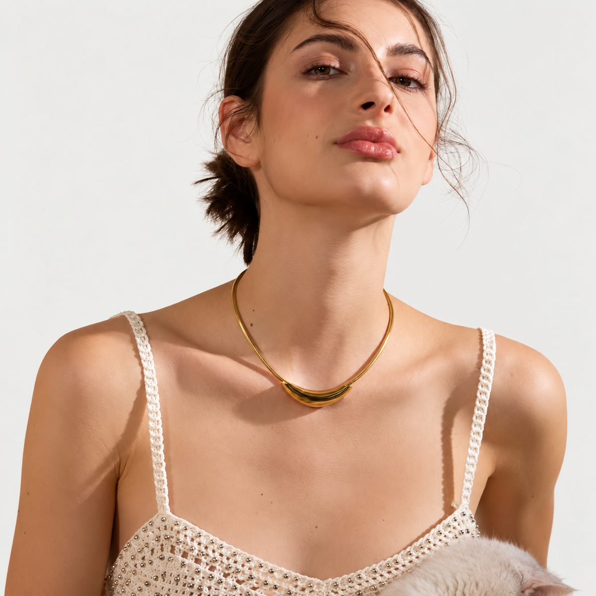 Aurelia Sculpted Gold Choker Necklace