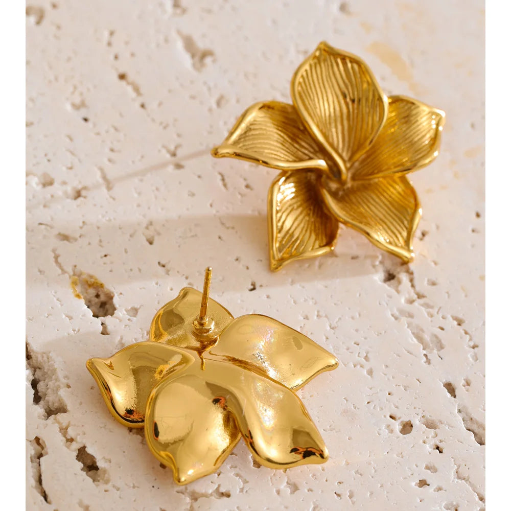 Aurelia Sculpted Bloom Gold Stud Earrings