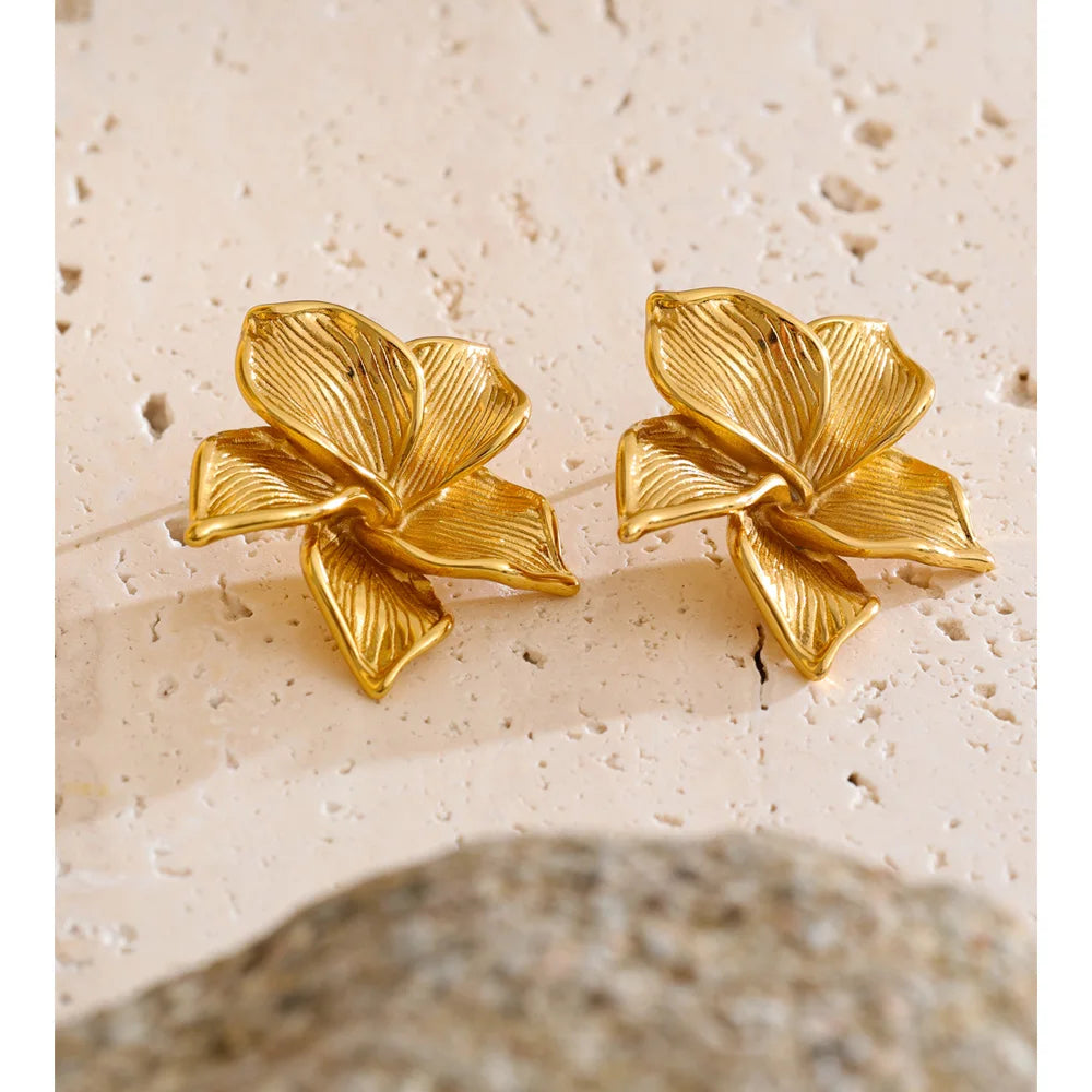 Aurelia Sculpted Bloom Gold Stud Earrings