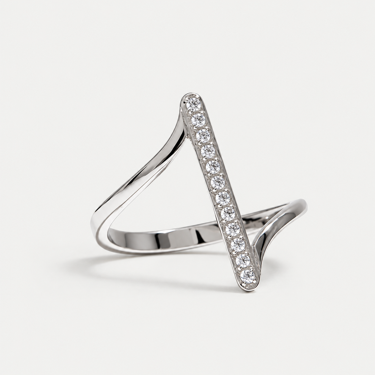 Sculpted Radiance Geometric Zirconia Ring
