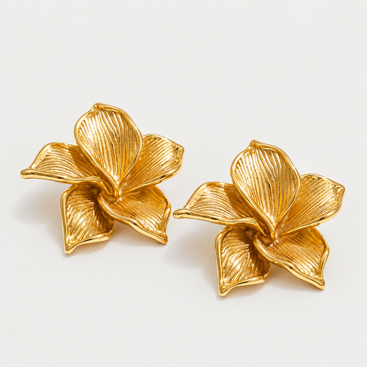 Aurelia Sculpted Bloom Gold Stud Earrings