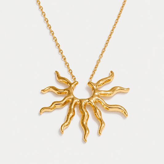 Solaris Sculpted Sun Pendant Necklace