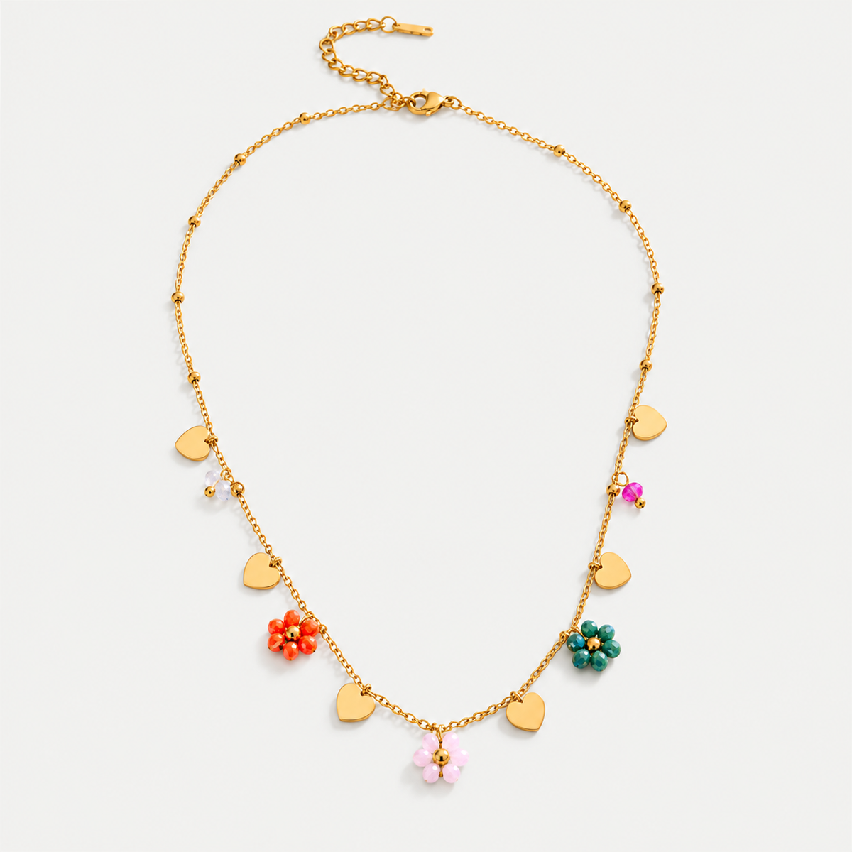 Rosalie Floral Heart Charm Necklace