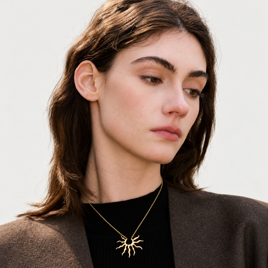 Solaris Sculpted Sun Pendant Necklace