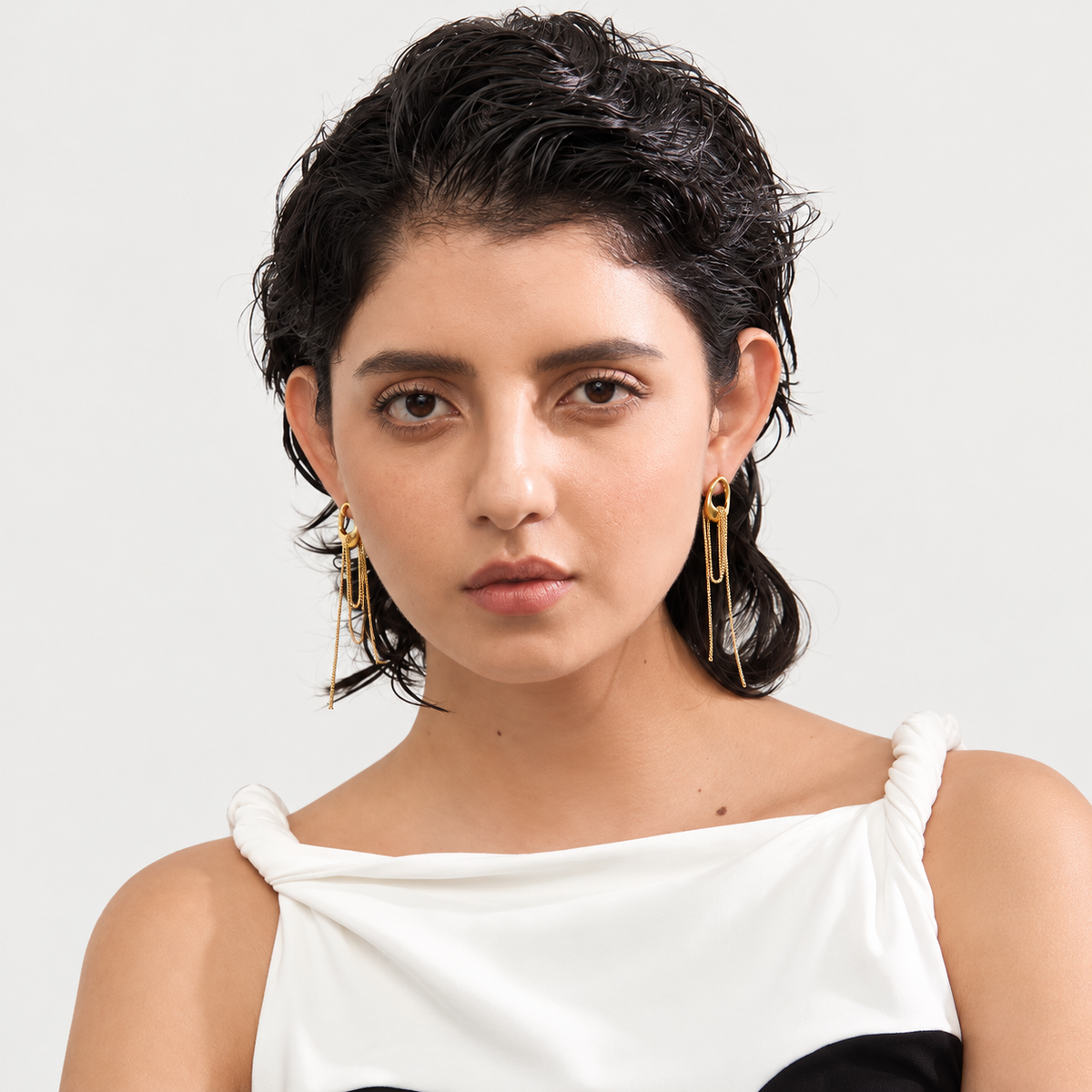 Celestial Cascade Geometric Drop Earrings