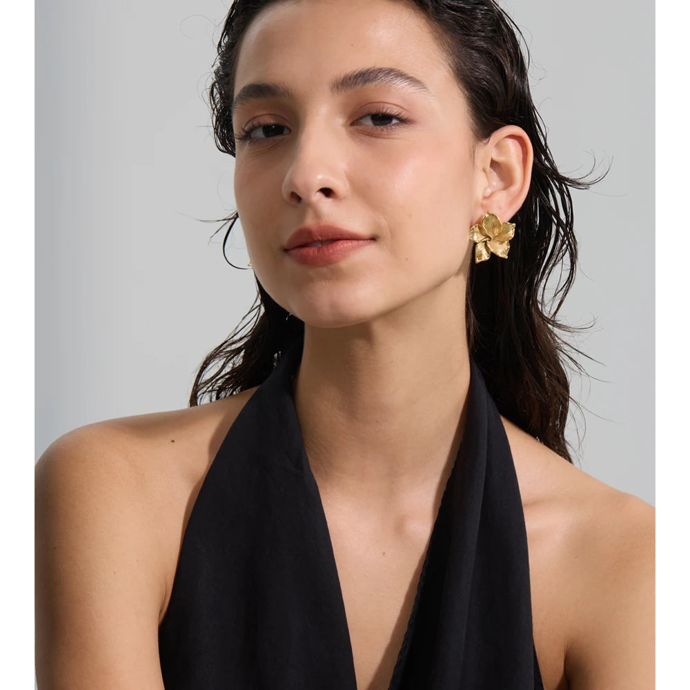 Aurelia Sculpted Bloom Gold Stud Earrings